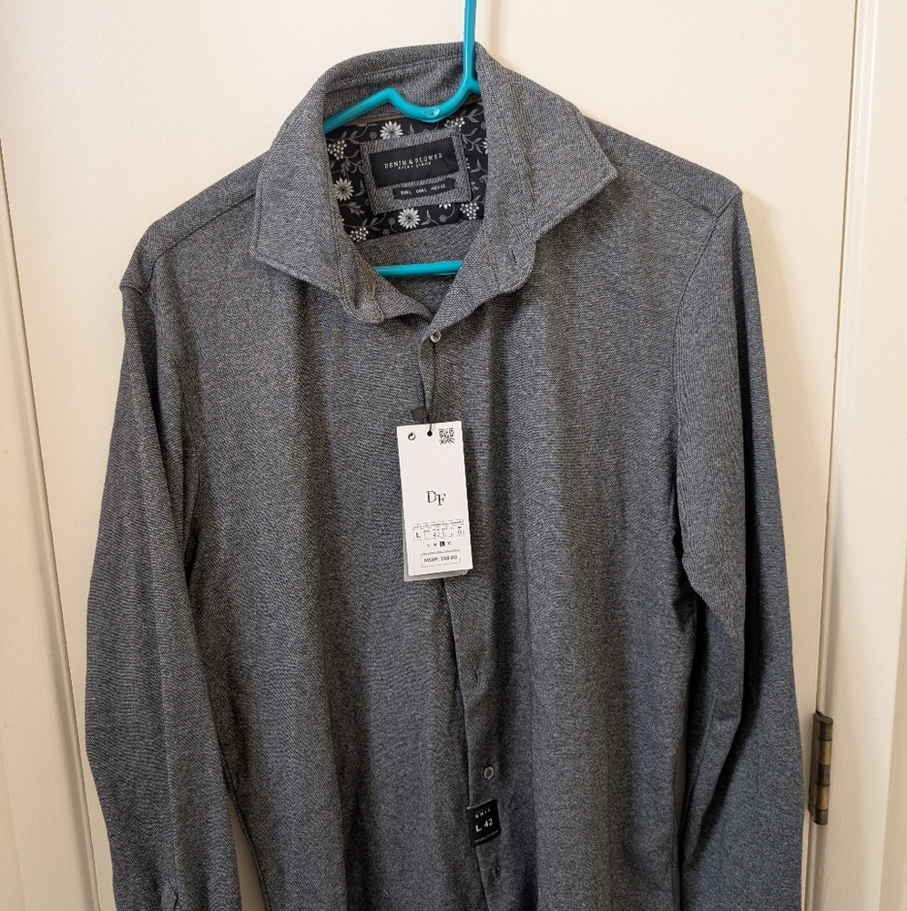 Denim & Flower Gray Casual Button Down Shirt
